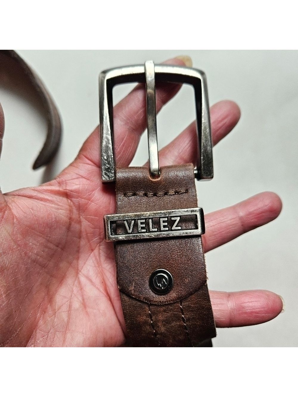 Vintage Velez Brown Leather Belt with Buckle